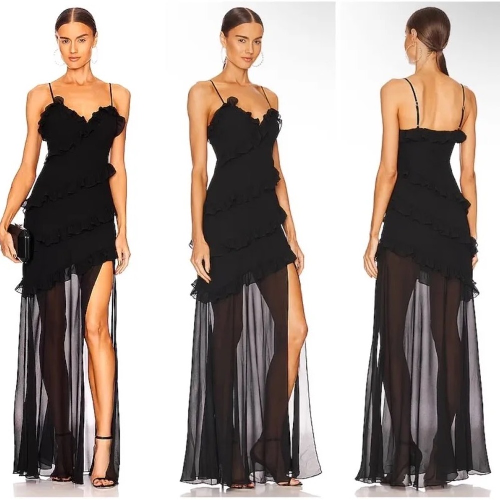 Lovers and Friends - Karlie Gown Maxi Dress with Ruffles in Black